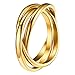 Générique Bague Femme Acier Inoxydable Triple Anneaux Entrelacés Lot De 3 Anneaux Bijoux Trucs Bagues (Gold, 7)