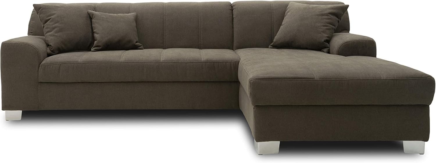 DOMO. collection Ecksofa Capri, Sofa in L-Form, Couch, Polsterecke, Eckcouch, Sofa-Garnitur, Longchair rechts 239 x 152 x 75 cm (BxTxH), khaki