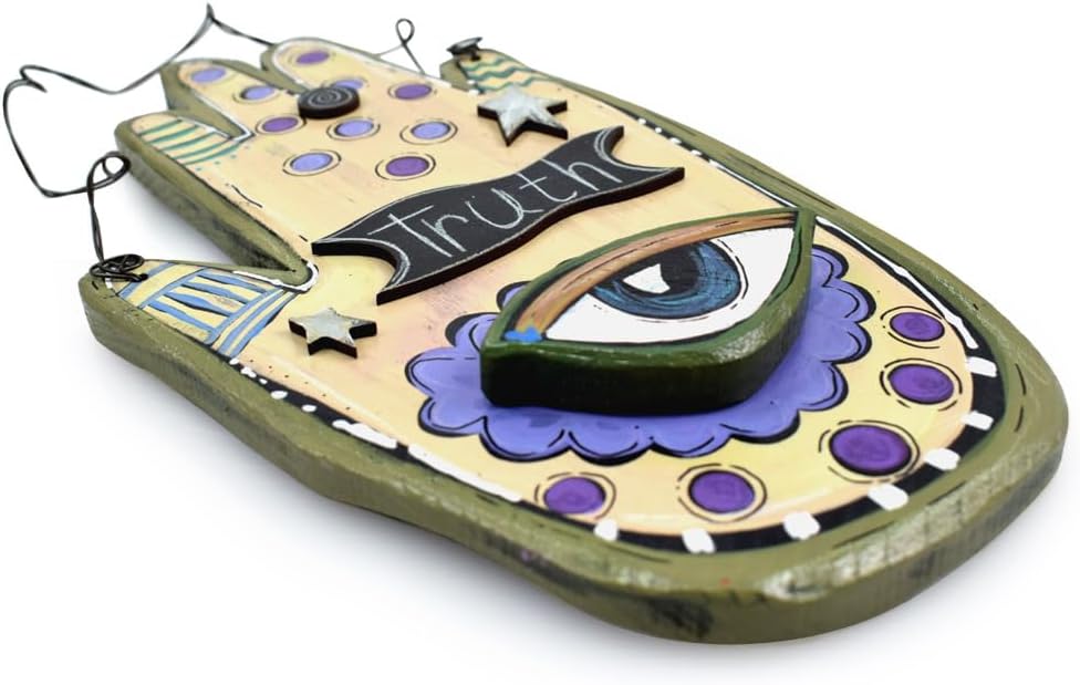 Modern Artisans American Handmade Evil Eye Spirit Hand Wall Hanging Home Blessing, Truth Version, 12"