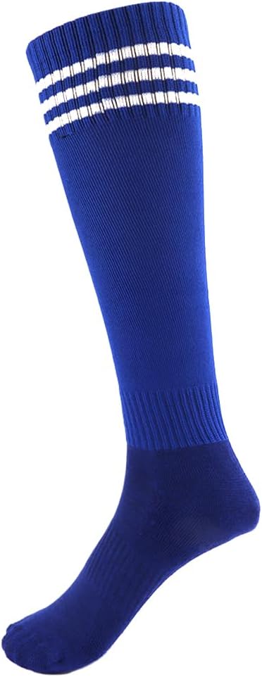 AOPRIE Baseball Socks Bulk Sport Athletic Striped Socks Youth Knee High Long Tube Softball Football Soccer Team Sock Unisex Kids Boys Girls Blue, 4 Pack - Image 6
