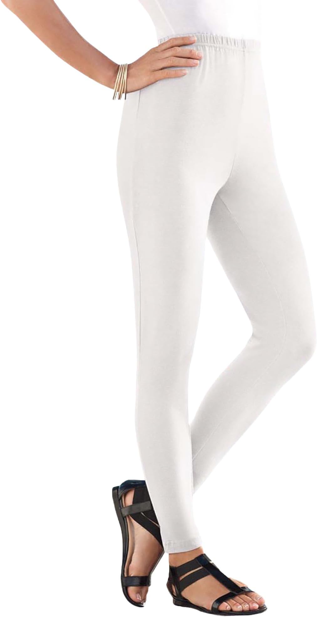 Roaman's Women's Plus Size Ankle-Length Essential Stretch Legging Activewear Workout Yoga Pants