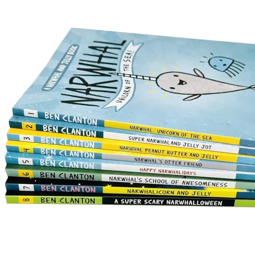 Narwhal and Jelly Series 6 Books Collection Set By Ben Clanton (Otter Friend, Unicorn of the Sea, Super Narwhal and Jelly Jolt, Peanut Butter and Jelly, Happy Narwhalidays, School of Awesomeness) – vue 3