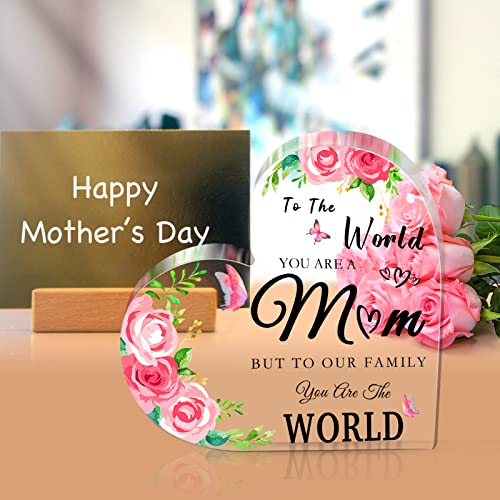 Wnnns Mom Gifts From Daughters, Acrylic Heart Plaque Gifts For Mom Mother’s Day Birthday Gifts For Mom Christmas Gifts Ideas For Mom, Acrylic Heart Sign Mother's Day Gift For Mom. #TOP1