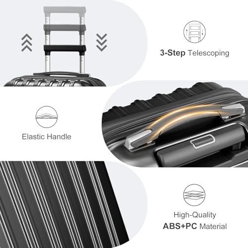 2 Piece Luggage Set, 20" Carry-On Expandble Luggage Hardside Lightweight Suitcase, 14" Mini Cosmetic Cases Checked Luggage for Travel2