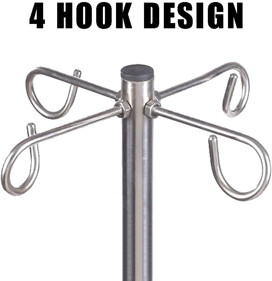IV Pole Portable Mobile IV Pole Stand, Stainless Steel Air Pressure Lift Infusion Stand With Storage Basket 4 Hooks 5 Caster For Hospital Clinic And Home : Industrial & Scientific