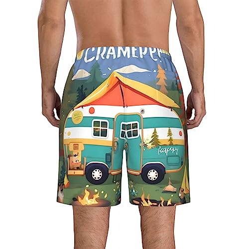 Happy Camper Men Mens Shorts Casual Waist Drawstring Summer Beach Workout Shorts with 3 Pockets3