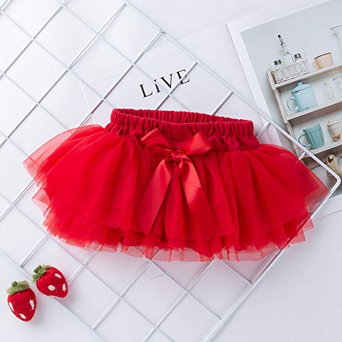 Anbaby Baby Girls Soft Tutu Skirt Toddler Ruffled Pants Diaper Cover Red 6-12M #TOP1