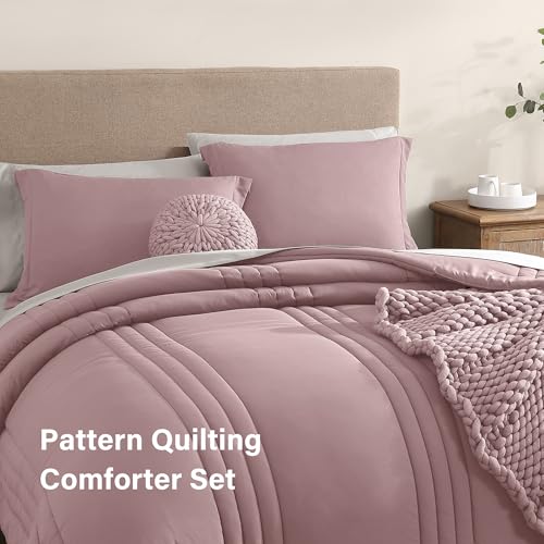 Image of Monbix Queen Comforter Set - 7 Pieces Zephyr Bed in a Bag Queen Bedding Sets with Comforters, All Seasons Comforter Bed Set with Sheets, Pillowcases & Shams