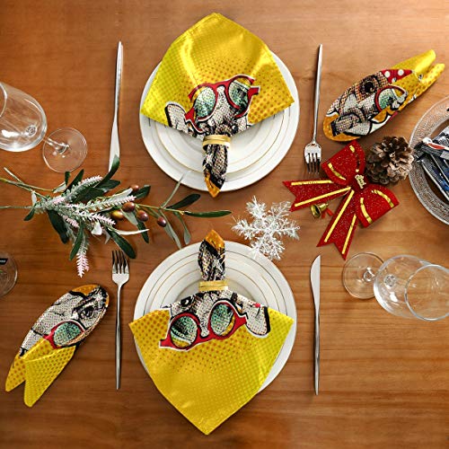 Susiyo Animal Pop Art Comic Puppies Pug Dogs Cloth Napkins Set Of 4 Washable Polyester Dinner Napkins Soft Reusable Table Napkins For Home Xmas Holiday Party Wedding 20 X 20 In #TOP3