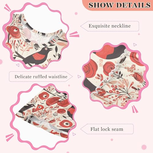 KLL Red Roses with Eyeballs and Black Crows Girl A Line Dress Cute Beach Sundress Summer Round Neck3