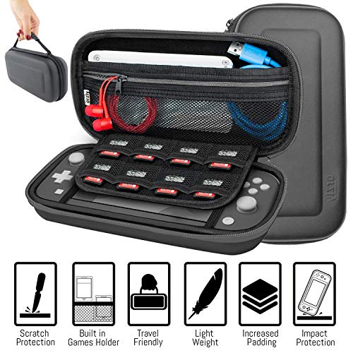 Image of Orzly Switch Lite Accessories Bundle - Case & Screen Protector for Nintendo Switch Lite Console, USB Cable, Games Holder, Comfort Grip Case, Headphones, Thumb-Grip Pack & more (Orzly Gift Pack - Grey)