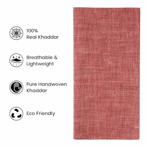 Image of Unstitched Cotton Fabric for Men and Women - Light Weight Trending Self Pattern Khadi Cotton Fabric Material (5 Meter, Radish Pink)
