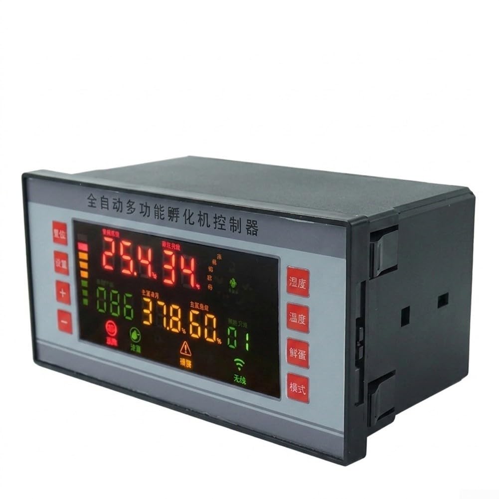 XM-18S Brutkasten Thermostat Digital Temperaturregler mit Feuchtigkeit Kontrolle 7 Kanäle Eierdrehung für Inkubator Gewächshaus Reptilien Terrarium Aquarium 0-99℃ Schwarz 16x9.5x8cm
