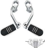 Vista 8 de FOVPLUE Estriberas de carretera de 1.25 pulgadas, estriberas de carretera ajustables en ángulo largo con soportes para Harley Touring Street Glide