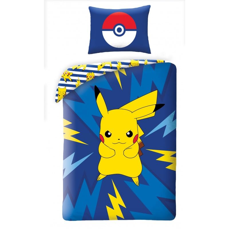 Housse de couette Pikachu et taie doreiller 65x65 le cadeau d'anniversaire ideal