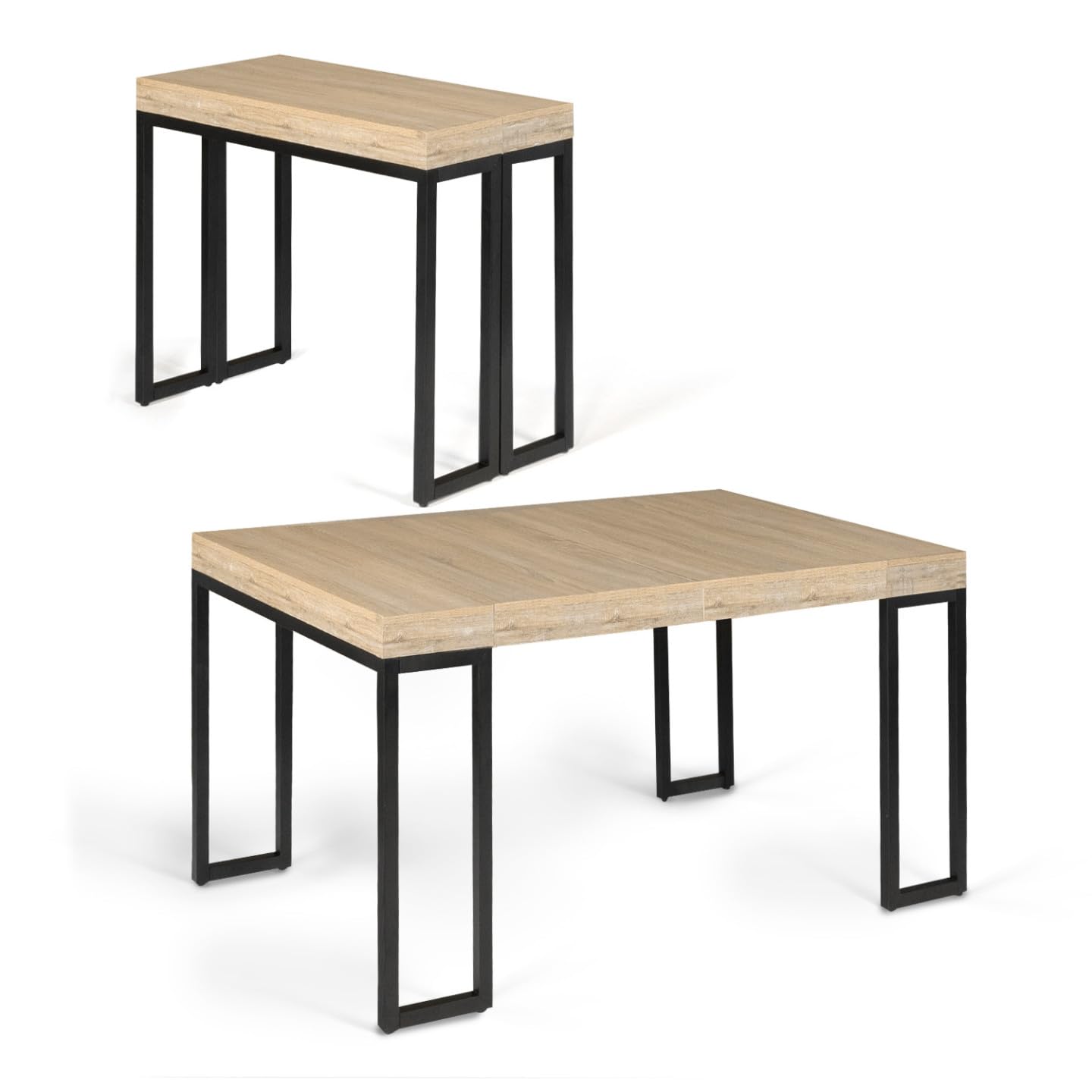 IDMarket - Ausziehbarer Konsolentisch Toronto 6 Personen 140 cm Industriedesign