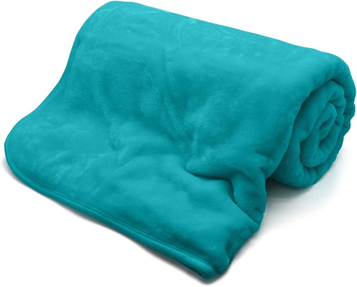 Nightzone Teal Luxury Faux Fur Mink Fleece Throw Over Sofa Bed Soft Warm Blanket (, Single (125 X 150 Cm))