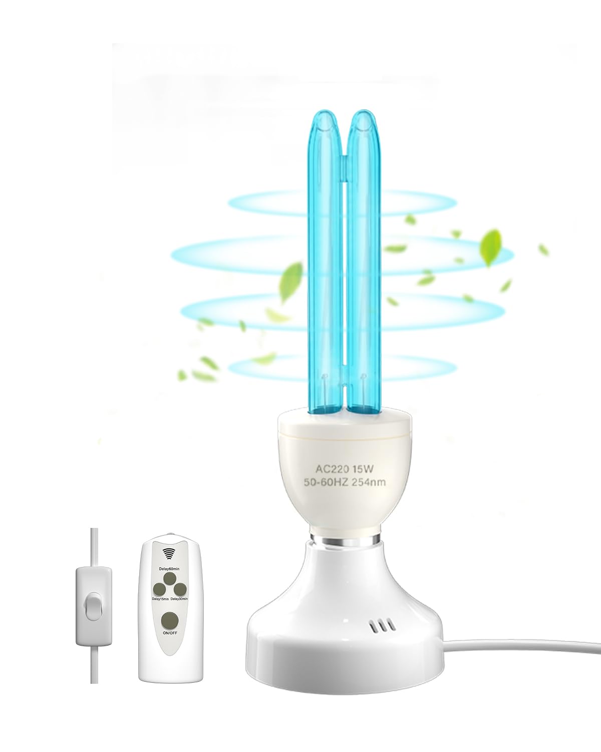 15W Lampe Desinfektion Ozon Licht mit Fernbedienung Timer Keimtötende Lampe Duale Sterilisation und Desinfektion AC220-240V Perfekt für Küche, Schlafzimmer, Wohnzimmer, Beseitigt Keime
