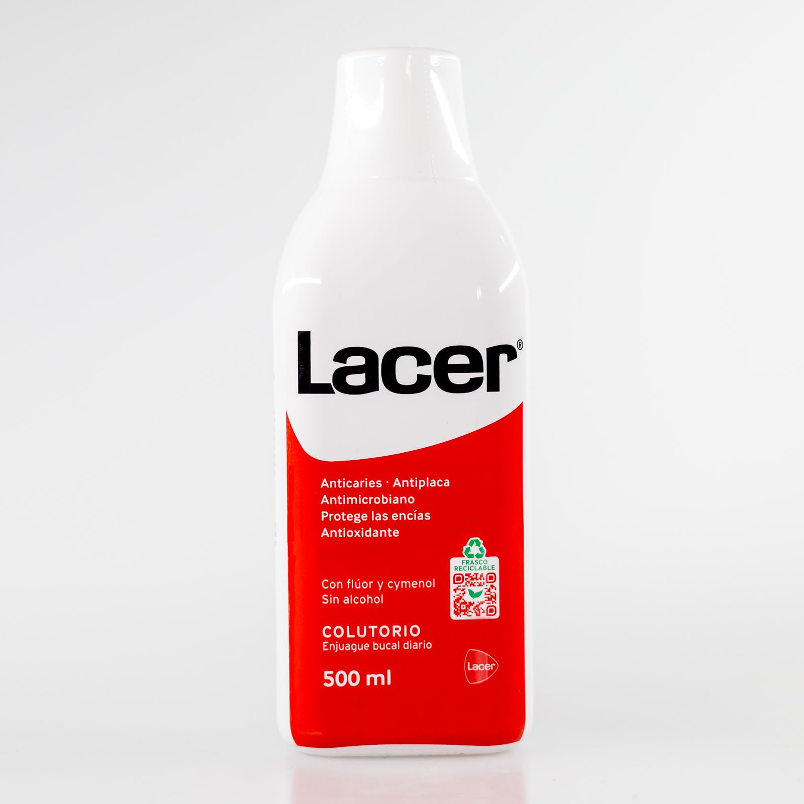 LACER - Zestaw 2 x 500 ml, płyn do płukania jamy ustnej, codzienne stosowanie, bez alkoholu, zdrowe i chronione usta, zapobiega próchnicy zębów i płytce nazębnej, głębokie czyszczenie
