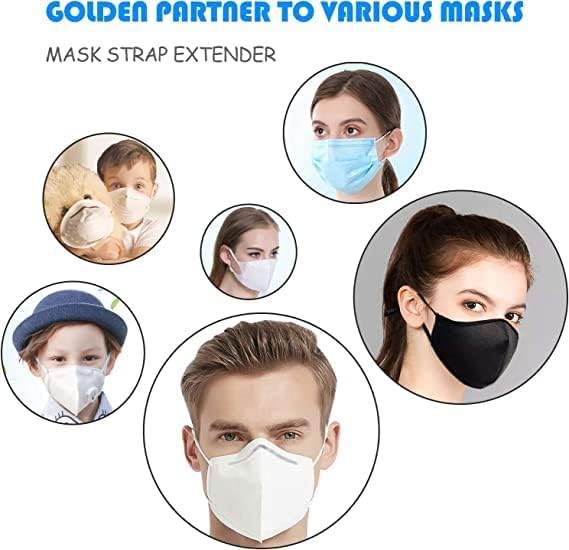 bouti1583 Silicone Mask Extender Soft Extension with Earring Stand Mask Buckle Mask Hook Adjustable Extension Belt Ear Protection Sports Fan Buckle (Transparent White + Light Grey+Sky Blue + Pink)