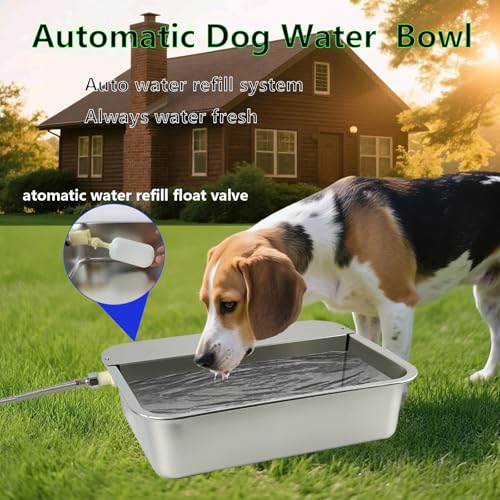 3 Gal Automatic Dog Water Dispenser 304 Stainless Steel Large Dog Water Bowl Outdoor Indoor Self-Filling Auto Animal Waterer Feeder for Pets and Livestock Fit 3/4”Garden Hose - Thumbnail 4