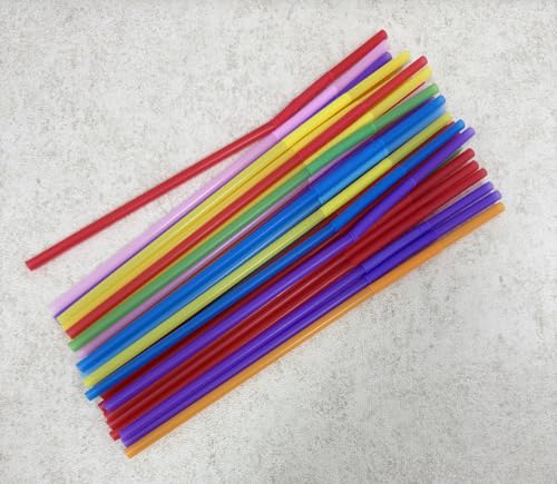 100 pitillos flexibles de plástico coloridos 10 pulgadas miniatura 3