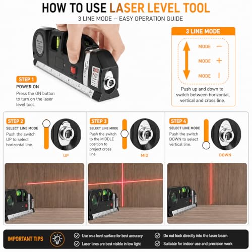 Image of Zapsol Laser Level Tool with Built-In Spirit Level