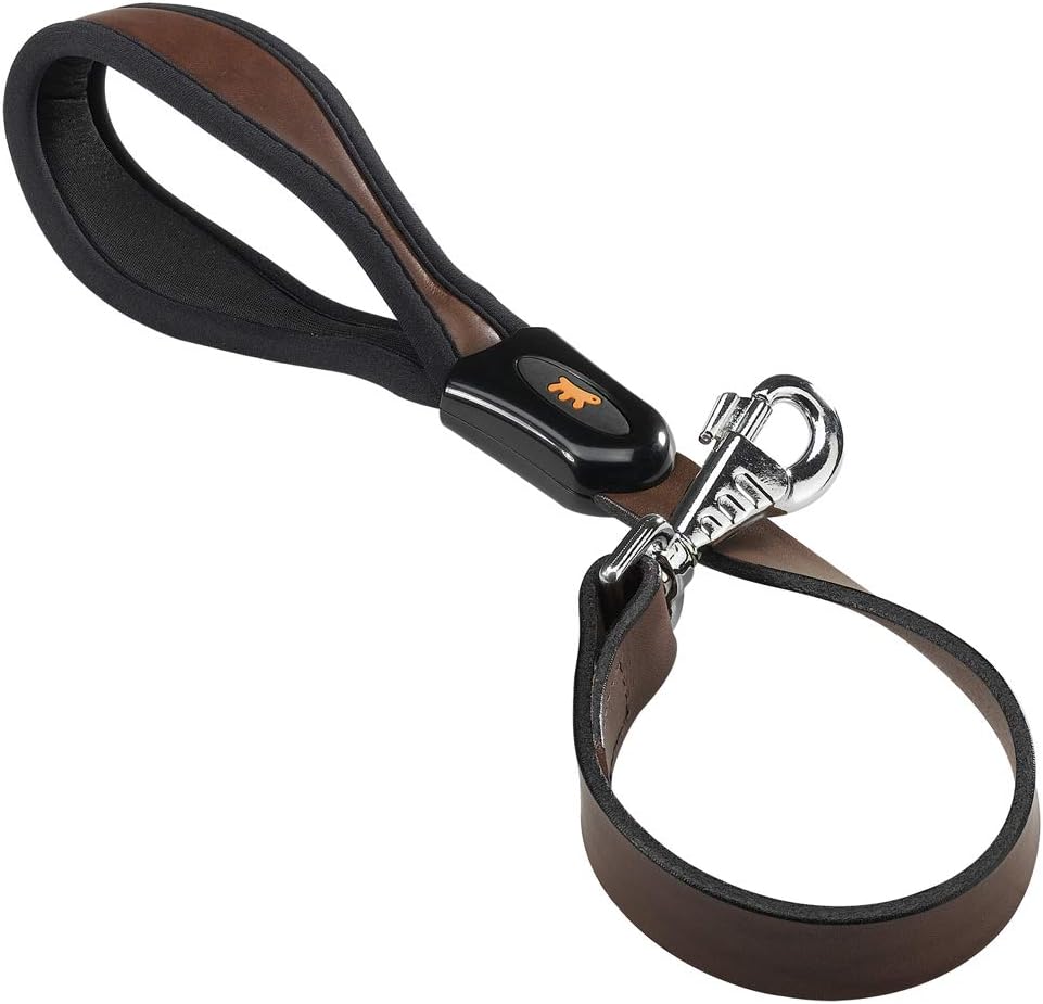 Ferplast Genuine Leather Dog Lead Short Leather Leash with Padded Handle for Dogs Giotto Length 60 cm Brown