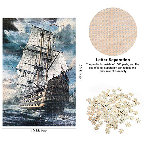 Jigsaw Puzzles For Adults 1000 Pieces-Pirate Ship Jigsaw Puzzles,Best Wooden Jigsaw Puzzles Game Set -29.5" L X 19.7" W #TOP5