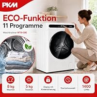 PKM Waschtrockner WT8+5BE | 8 Kg Waschen | 5 Kg Trocknen | 11 Programme | Steam Funktion | Timer | Startzeitvorwahl – Ansicht 6
