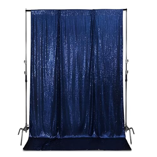 Rideau de toile de fond bleu marine anti-pli à paillettes pour soirée