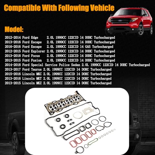 Image of AUCERAMIC Cylinder Head Gasket Set Fit for 2013-2018 Ford Focus Escape Fusion Edge Explorer Taurus Special Service Police Sedan for Lincoln MKC MKT MKZ 2.0L L4 HS54997 VS50730