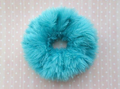 Fluffy Hair Tie Fuzzy Teal Turquoise Scrunchie Large Ponytail Holder Faux Fur Hair Band