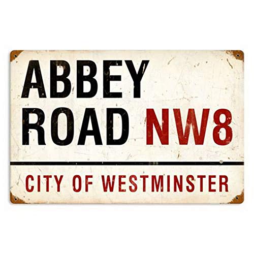 ABLERTRADE DHArt Metal Tin Sign Abbey Road Street NW8 Westminster Vintage Look Rust Man Cave Wall Plque 8X12 inch - Les Beatles, Paul McCartney, John Lennon, RIngo Starr, George Harrison ABLERTRADE DHArt Metal Tin Sign Abbey Road Street NW8 Westminster Vintage Look Rust Man Cave Wall Plque 8X12 inch