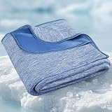 Degrees of Comfort Cooling Blanket Throw XL Size for Hot Sleepers, Q-Max0.4 PolarEdge Cold Tech Fabric, Lightweight Breathable Summer Cool Blankets for Night Sweats & Hot Flashes, 70'x50', Blue