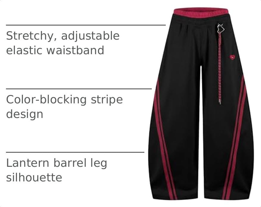 Image of Aelfric Eden Stripes Baggy Barrel Sweatpants Elastic Double Waist Wide Leg Pants Women Men Casual Y2K Unisex Lounge Trouser