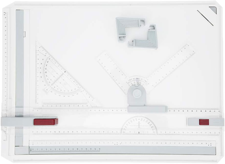 Ejoyous Multifunctional Drawing Board Tool, A3 Light Box Drawing Pad A3 Drawing Board Set Light with Parallel Motion Accessories for Technical Drawing