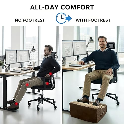 XYRONICA Foot Rest for Under Desk at Work, Non-Slip Office Foot Stool for Office Chair, Gaming Chair & Sofa, Leg Elevation Support for All-Day Comfort (Brown) by XYRONICA - Image 4