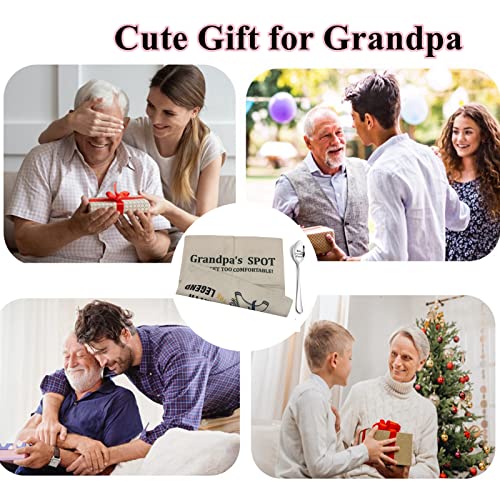 Zuyurou Grandpa Gifts,2-Pocket Grandpa’s Spot Throw Pillow Covers 18X18 Inch + Engraved Spoon, Fathers Day Birthday Christmas Thanksgiving Day Gifts For Papa, Granddad #TOP2