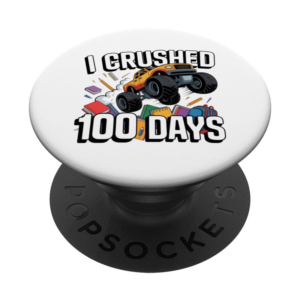 Monster Truck I Crushed 100 Days Comic Art Graphic PopSockets Adhesive PopGrip
