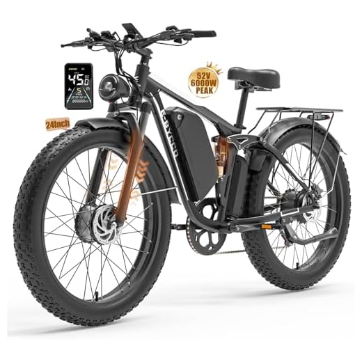 E·Bycco 6000W Peak Dual Motor Electric Bike for Adults, 52V 32AH Battery, Max 40-45MPH &100Miles, Full Suspension, Hydraulic Brake, Fat Tire E-Bikes for Men Women(White/Black, 24in)