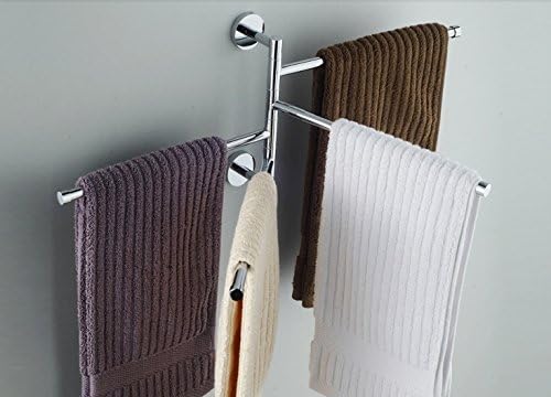 bowarepro 4-arm Swivel Towel Rails Hardware Stainless Steel 4-Bar Bathroom Kitchen fold out Towel Hanger Wall Mounted Holder, Narrow Rotatable Bath Towel Rod Arm, Perfect Space Saver Rack Organizer