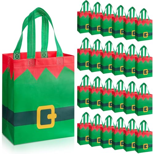 Threlaco 30 Pcs Christmas Gift Bags Bulk Reusable Non Woven