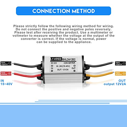 2 Pcs Dc 24v to 12v 2a 24w Step Converter Voltage Reducer Regulator Down Waterproof Dc 24v to 12v Buck Boost Converter for Golf Cart,Accept Dc15-40v Inputs(2 Pieces)4