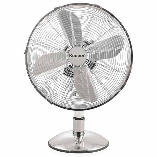Kooper Ventilatore da tavolo, 4 pale, in acciaio, 3 velocità con oscillazione, 35 W, silver