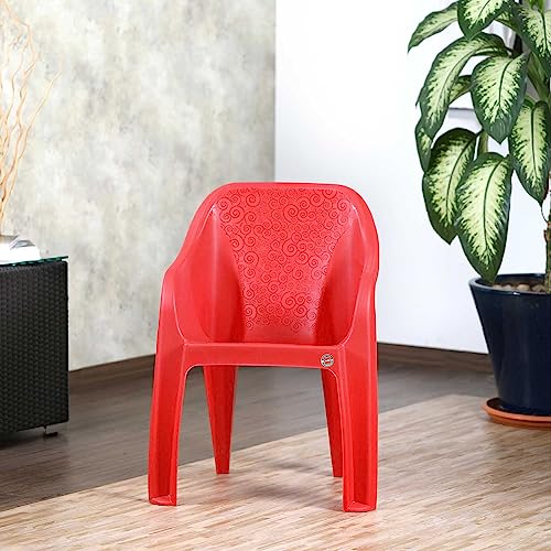 Image of Cello Dynamo Chair Set Pack of 6 - Red | Strong and Durable | Easy to Clean | Chair for Living Room, Bed Room, Kitchen, Office Room, Outdoor | 3 Years Warranty
