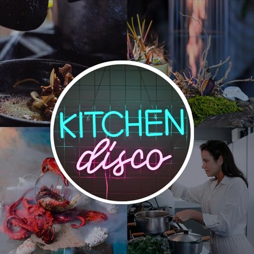 Image of JURONG Kitchen Disco Neon Signs for Wall Decor, Dimmable LED Neon Light USB Powered Light Up Signs for Home, Canteen, Restaurant, Cooking Room Party, Kitchen Decor Gift