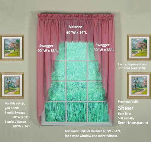 Today's Curtain Emelia Original Voile Swagger Pair 63", Mauve, 90" W x 63" L by Today's Curtain - Image 5