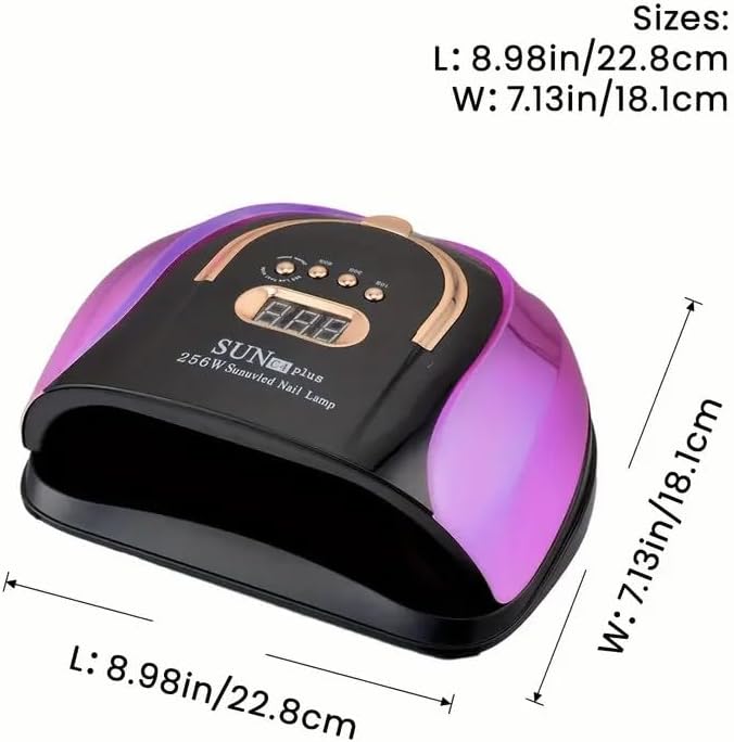Image showing the dimensions of the SUN C4 Plus nail lamp