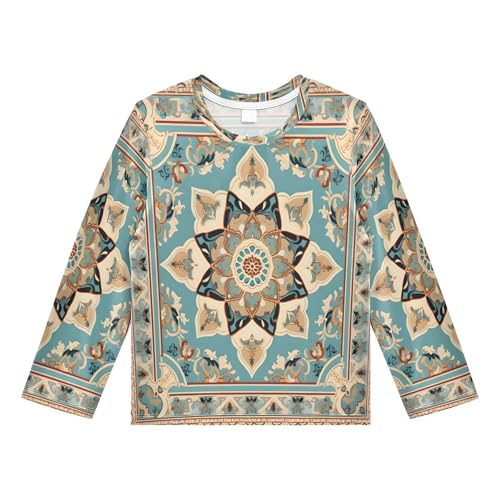 Boys Rash Guard Swim Shirt Long Sleeve UPF+ 50 Sun Shirts Quick Dry Shirt Bohemia Pattern for Toddler Kids